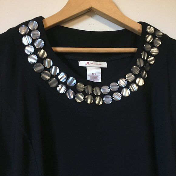JM Collection Decorative Collar Black Tank Top - Picture 3 of 13